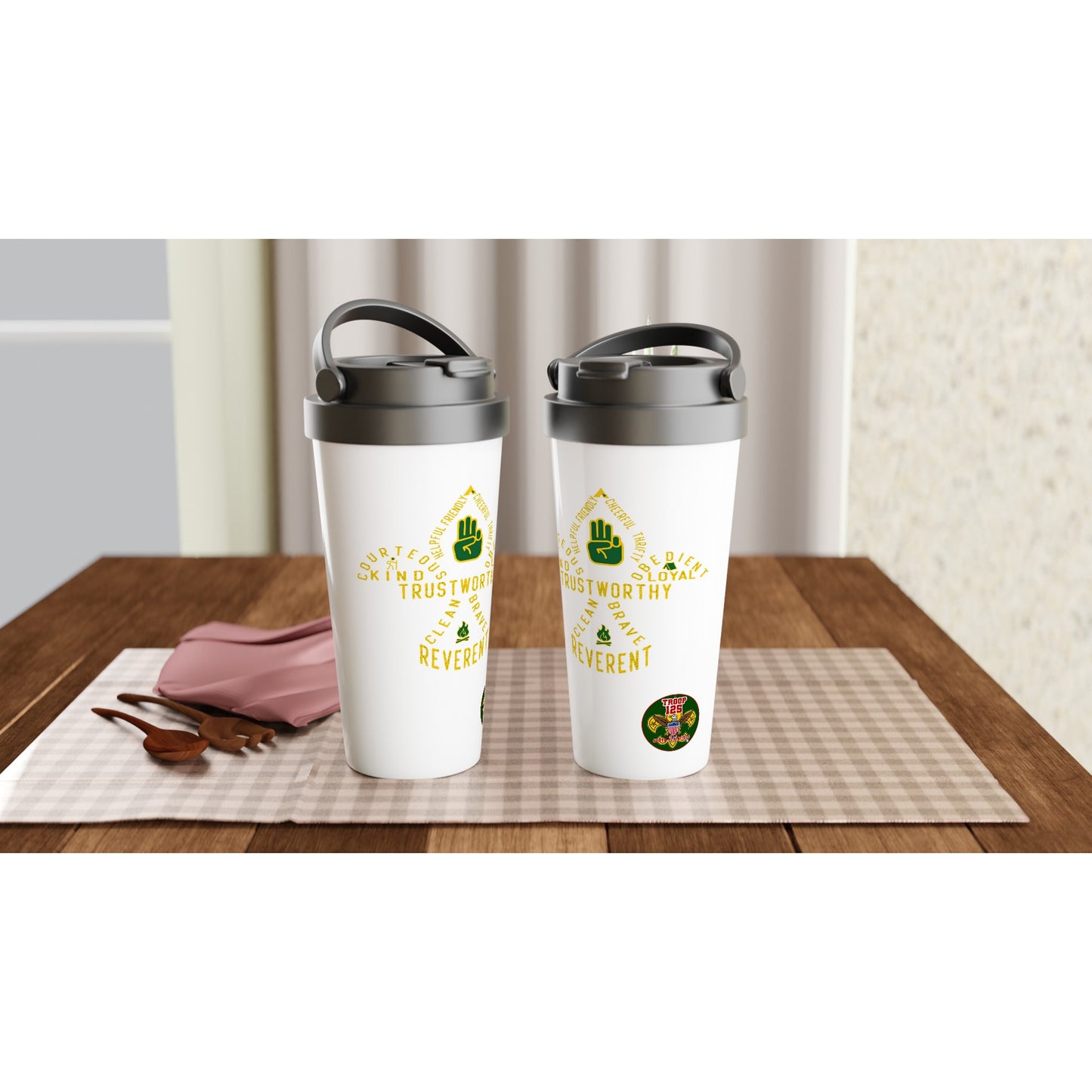 Troop 125 Scout Code v1a - White 15oz Stainless Steel Travel Mug