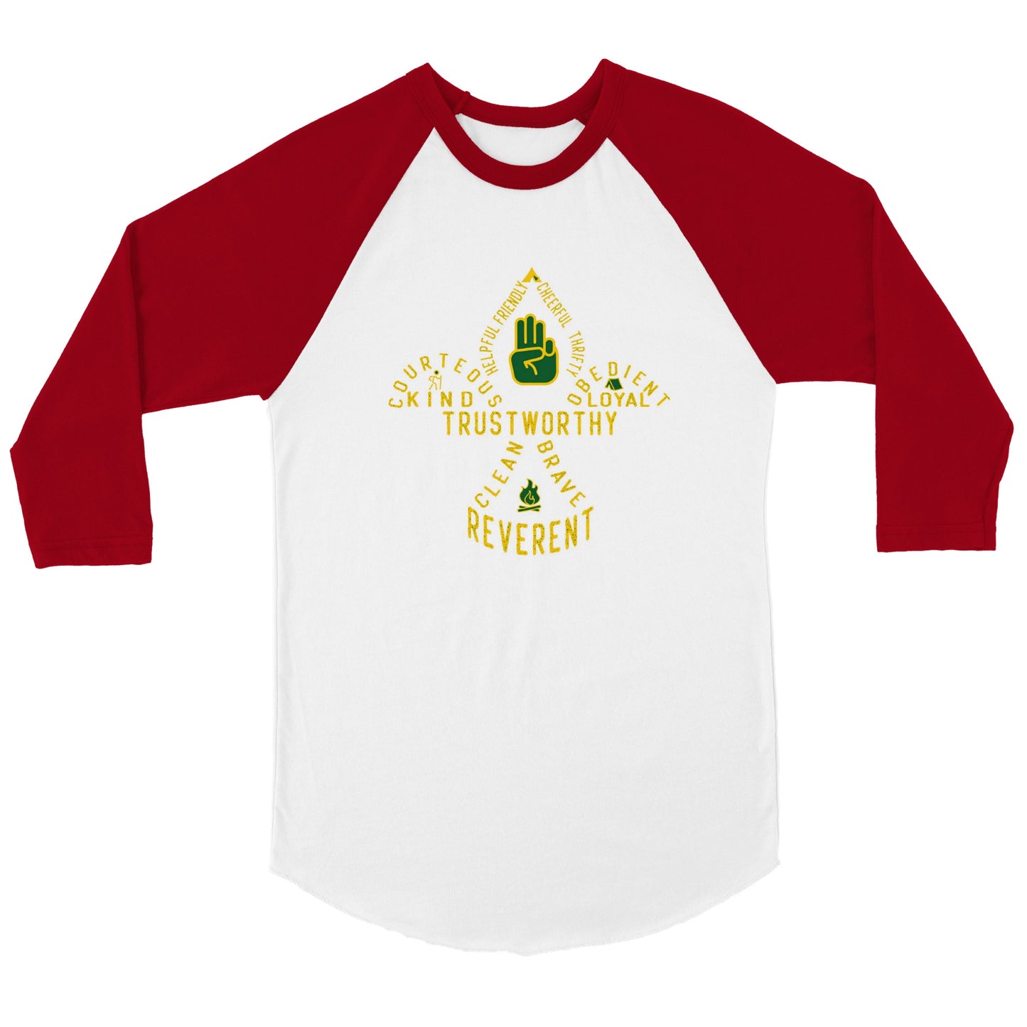 Troop 125 Scout Code v1a - Unisex 3/4 sleeve Raglan T-shirt