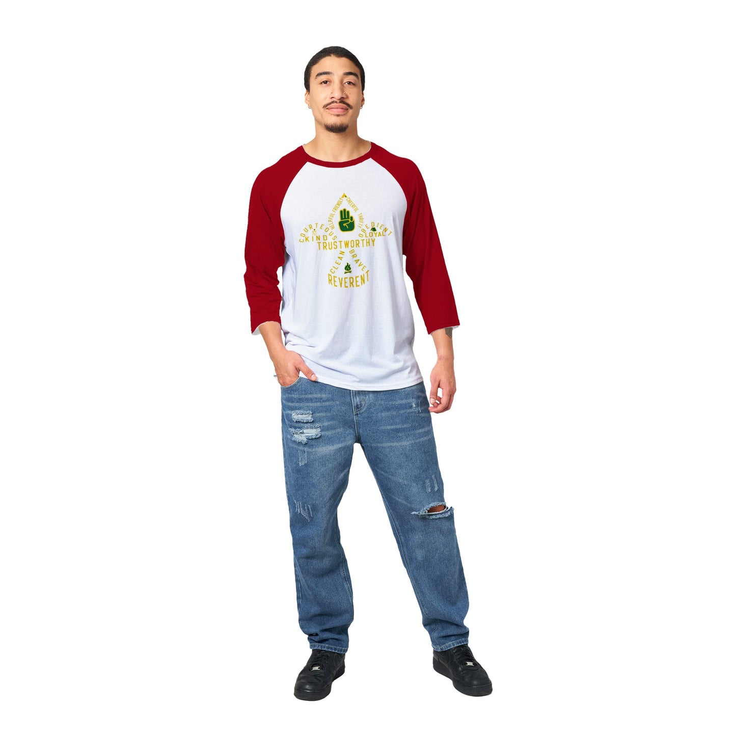 Troop 125 Scout Code v1a - Unisex 3/4 sleeve Raglan T-shirt