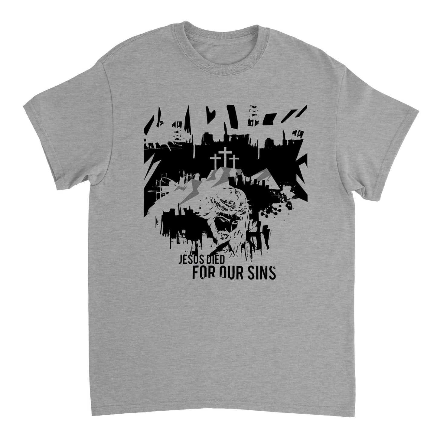 Jesus Died for Our Sins,, Heavyweight Unisex Crewneck T-shirt