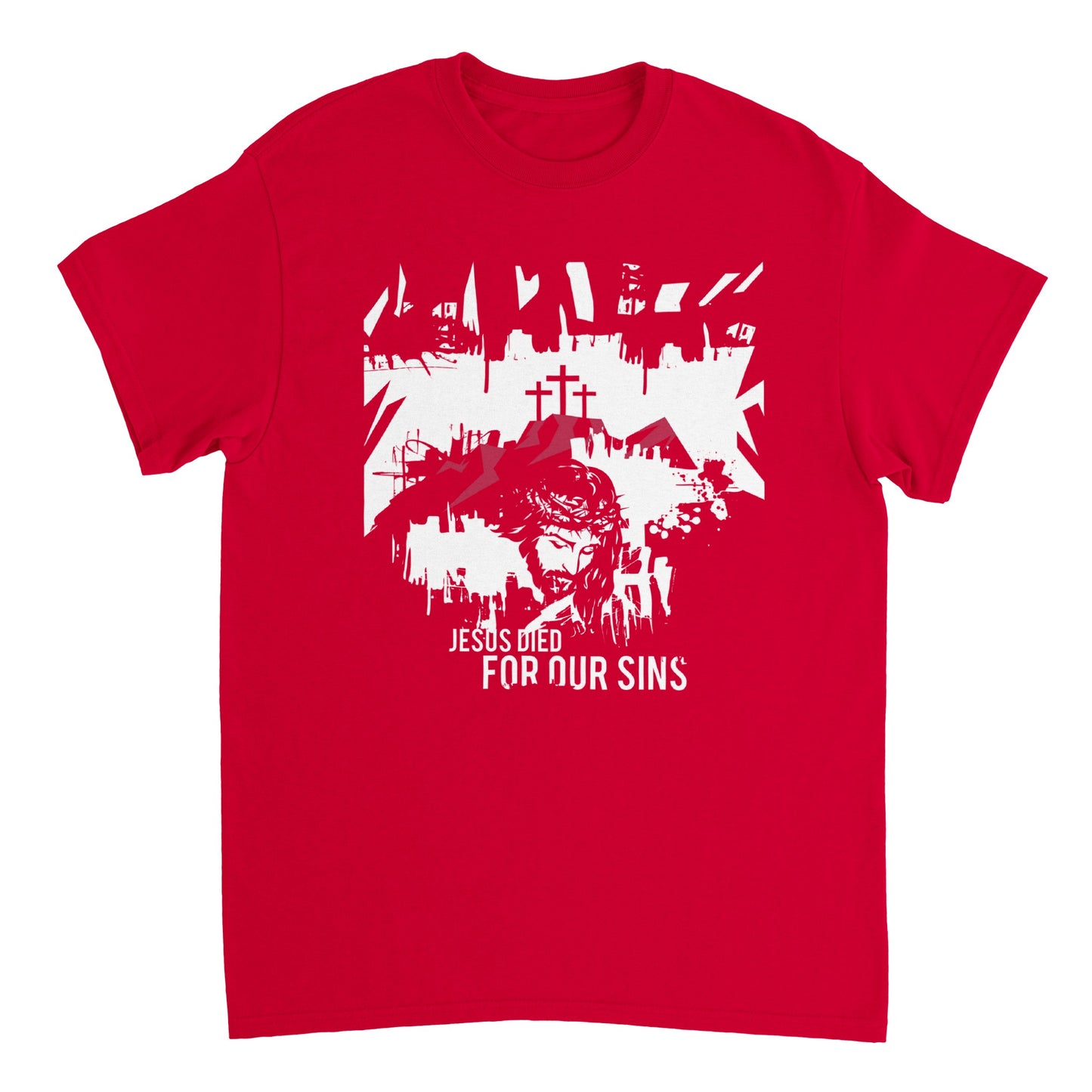 Jesus Died for Our Sins,, Heavyweight Unisex Crewneck T-shirt