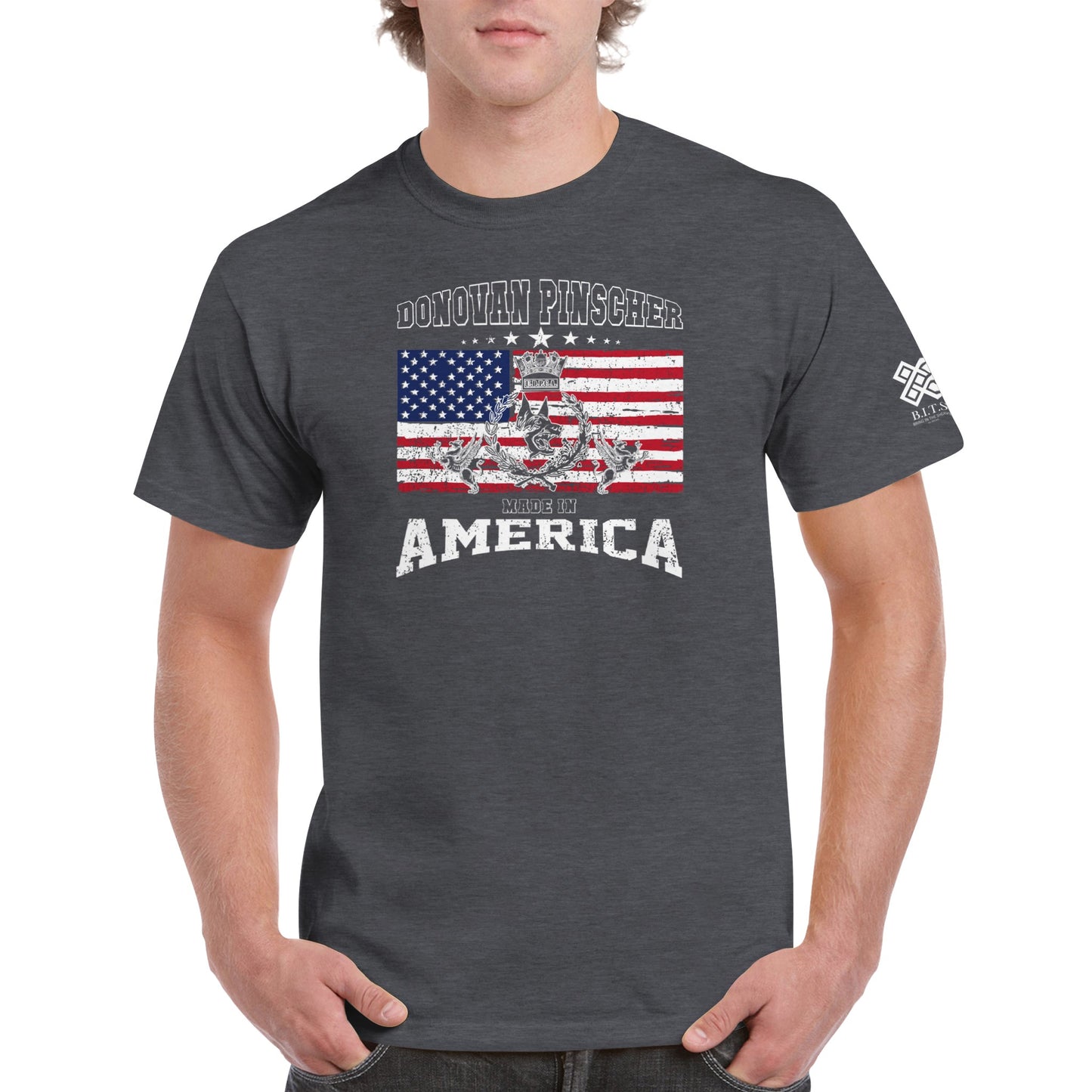 Donovan Pinscher American Made Classic Crest, Heavyweight Unisex Crewneck T-shirt