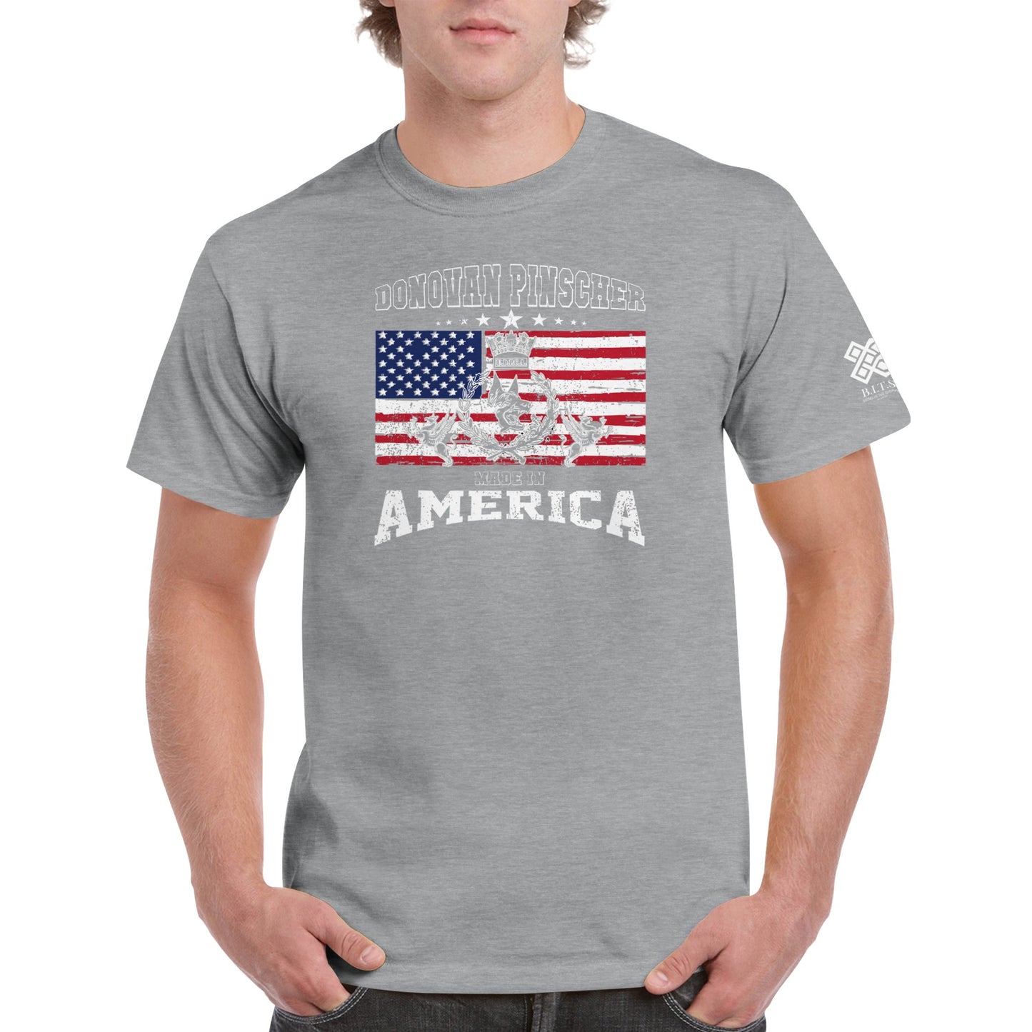 Donovan Pinscher American Made Classic Crest, Heavyweight Unisex Crewneck T-shirt