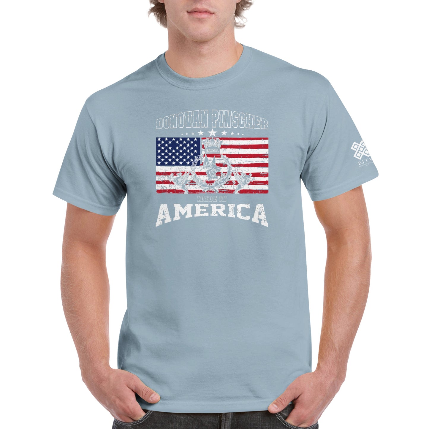 Donovan Pinscher American Made Classic Crest, Heavyweight Unisex Crewneck T-shirt