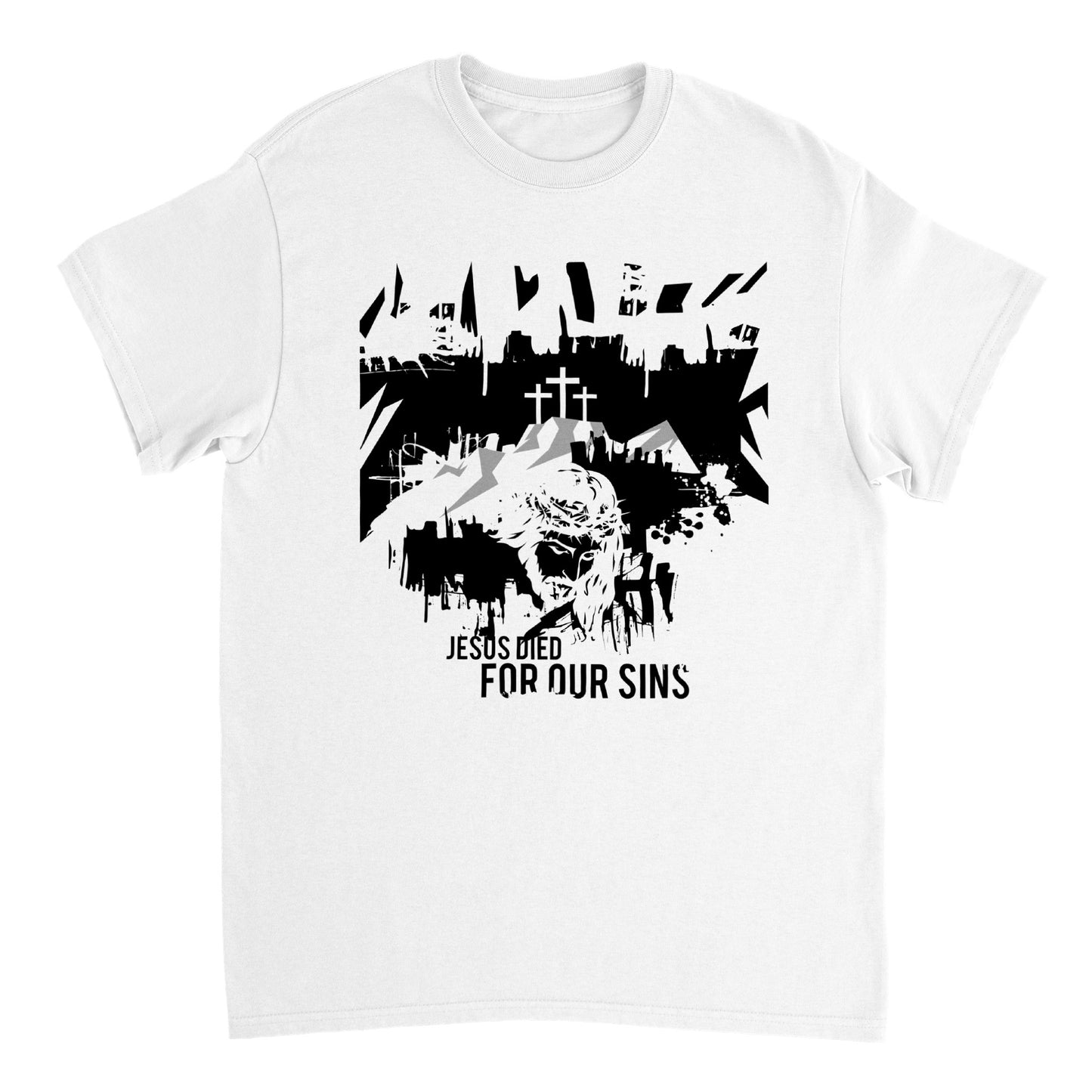 Jesus Died for Our Sins,, Heavyweight Unisex Crewneck T-shirt