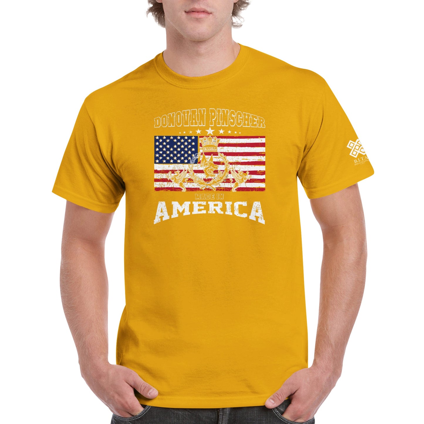 Donovan Pinscher American Made Classic Crest, Heavyweight Unisex Crewneck T-shirt