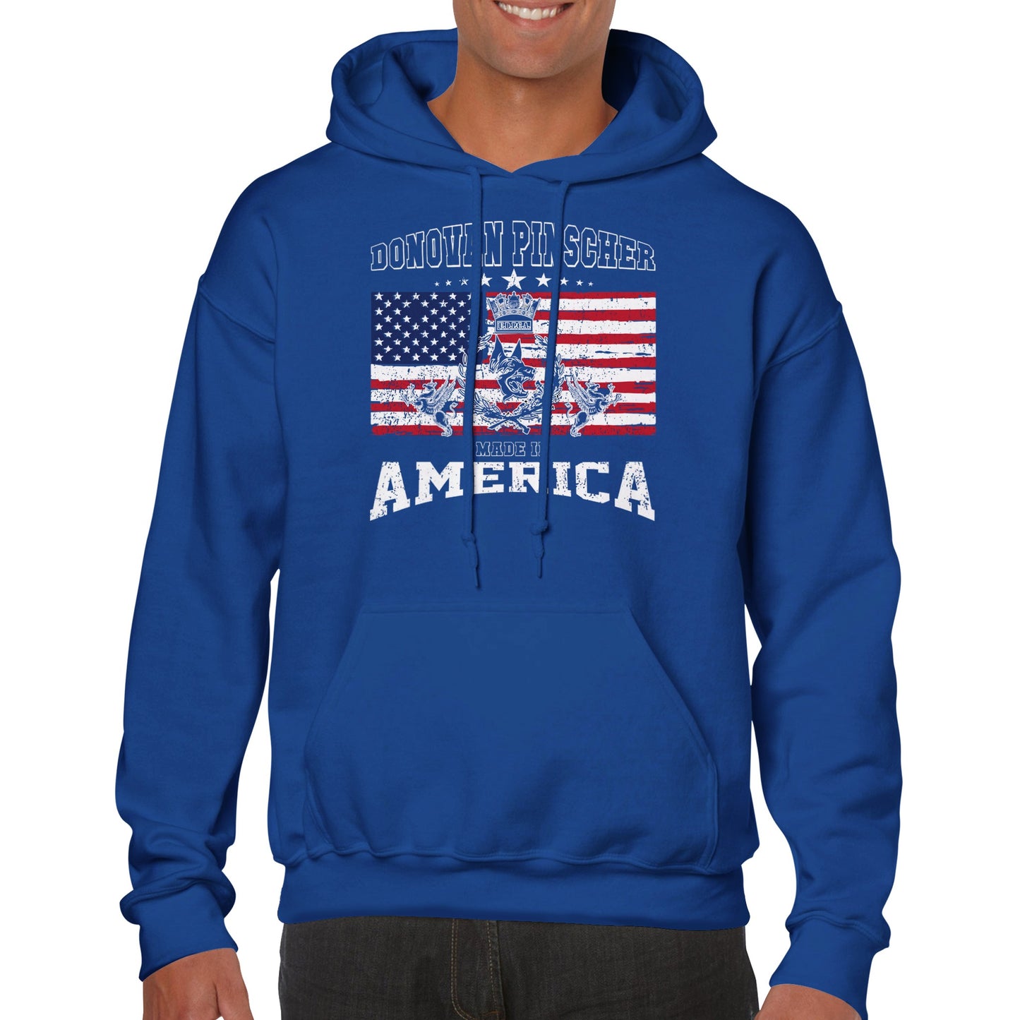 Donovan Pinscher American Made Classic Crest, Classic Unisex Pullover Hoodie