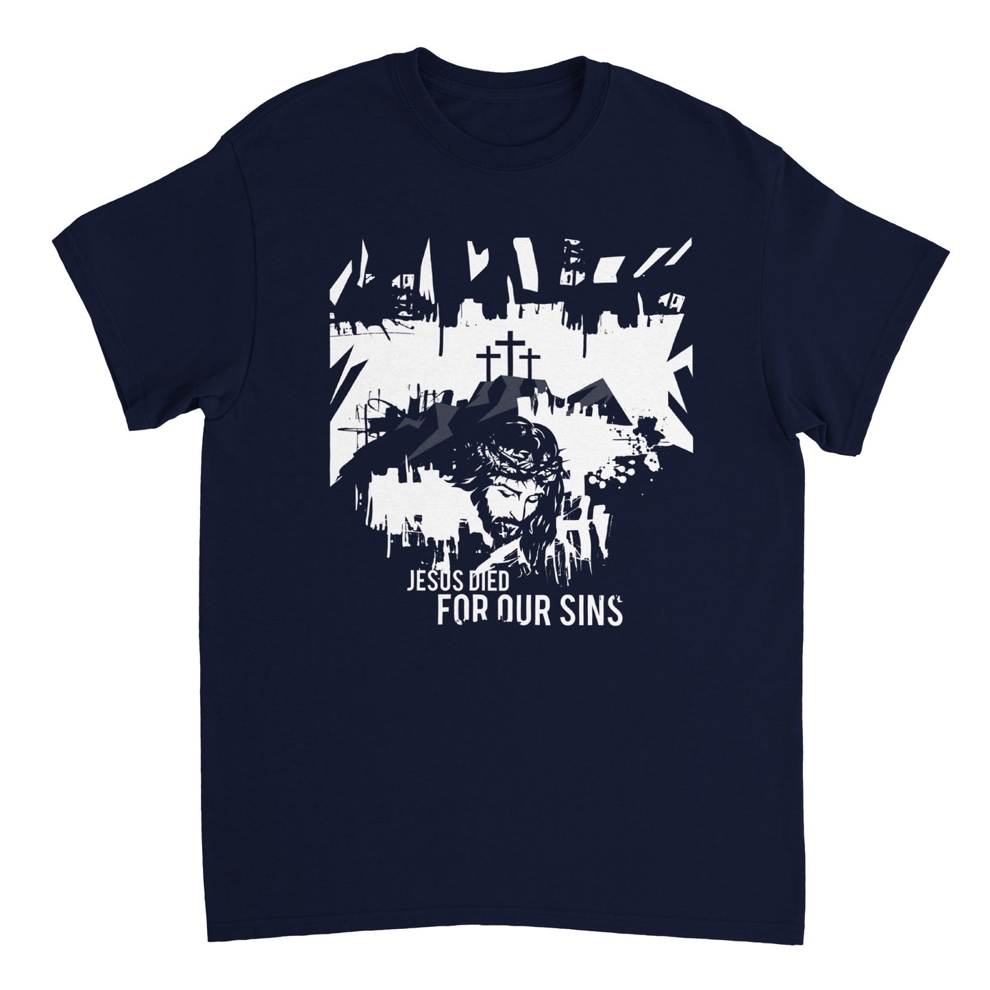Jesus Died for Our Sins,, Heavyweight Unisex Crewneck T-shirt