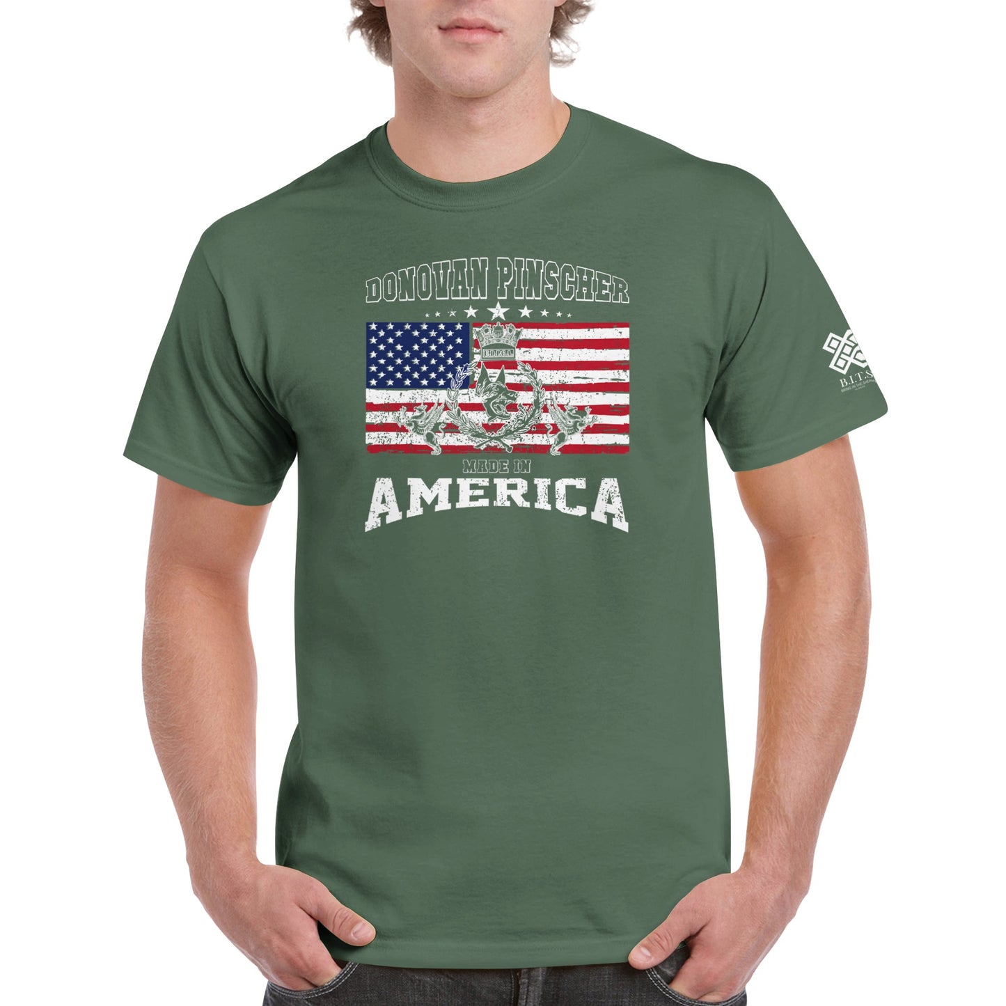 Donovan Pinscher American Made Classic Crest, Heavyweight Unisex Crewneck T-shirt
