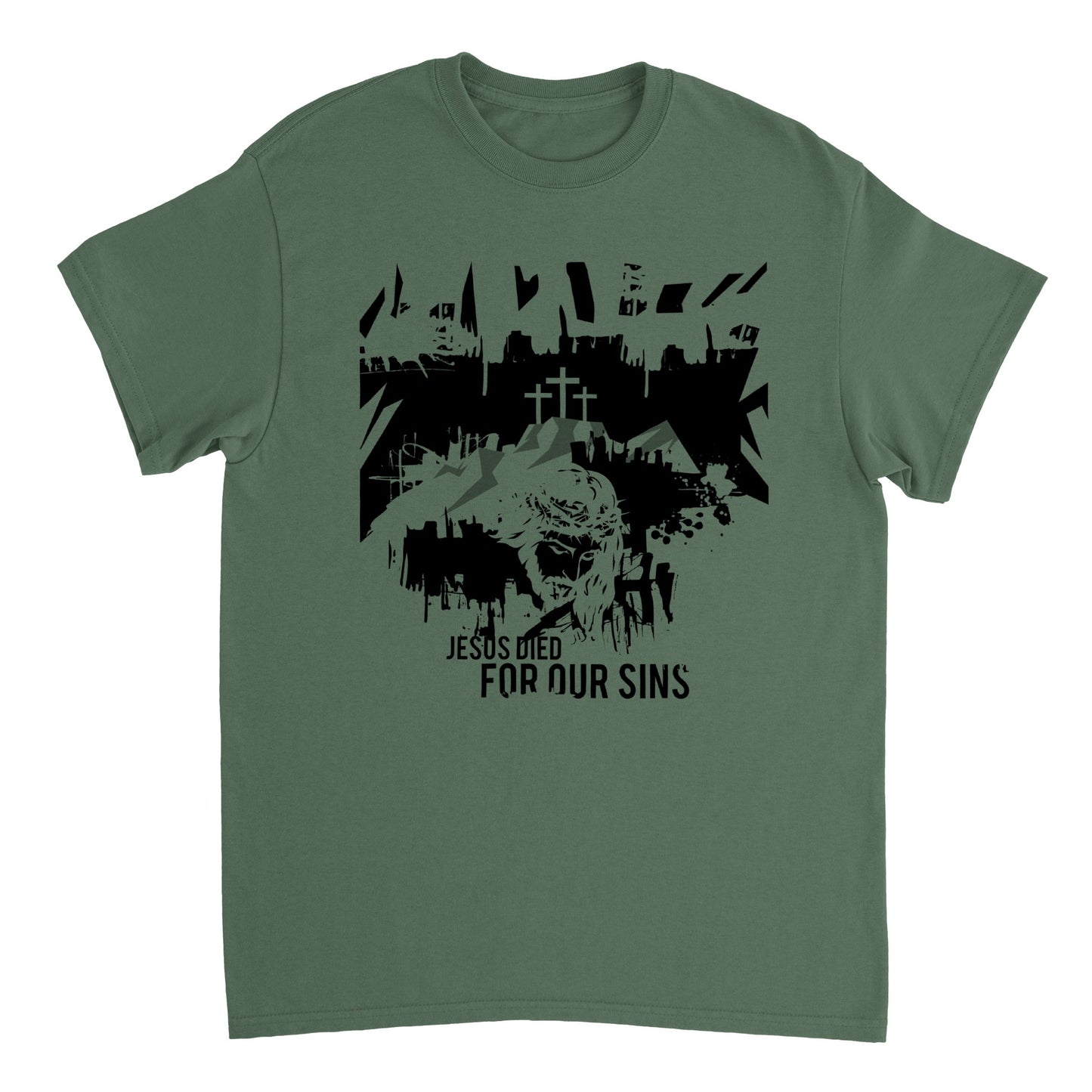 Jesus Died for Our Sins,, Heavyweight Unisex Crewneck T-shirt