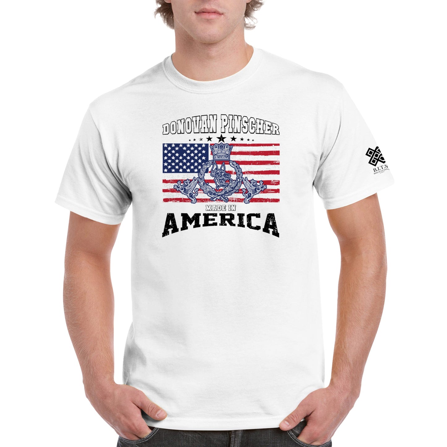 Donovan Pinscher American Made Classic Crest, Heavyweight Unisex Crewneck T-shirt