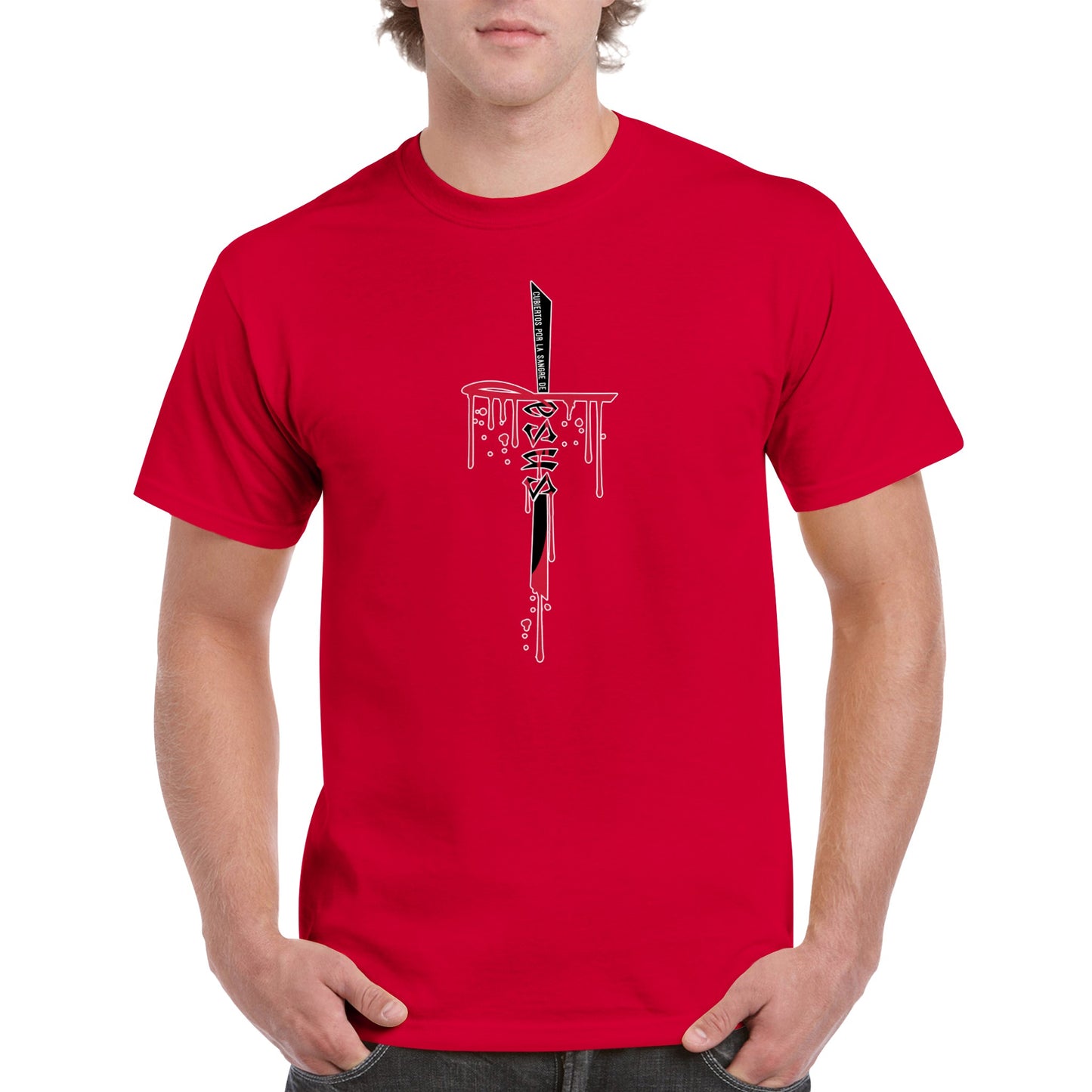 Cubierto Por La Sangre De Cristo, Camiseta Manga Corta Clasica - Unisexo
