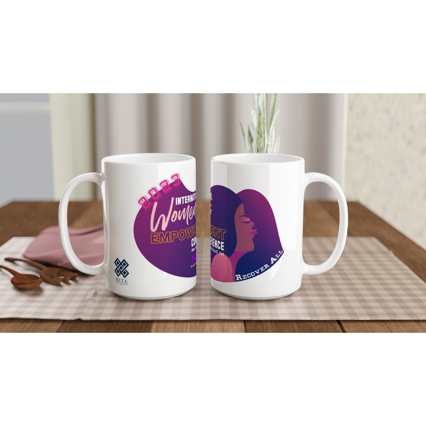2023 NCC International Women's Empowerment Conference Woman, White 15oz Ceramic Mug