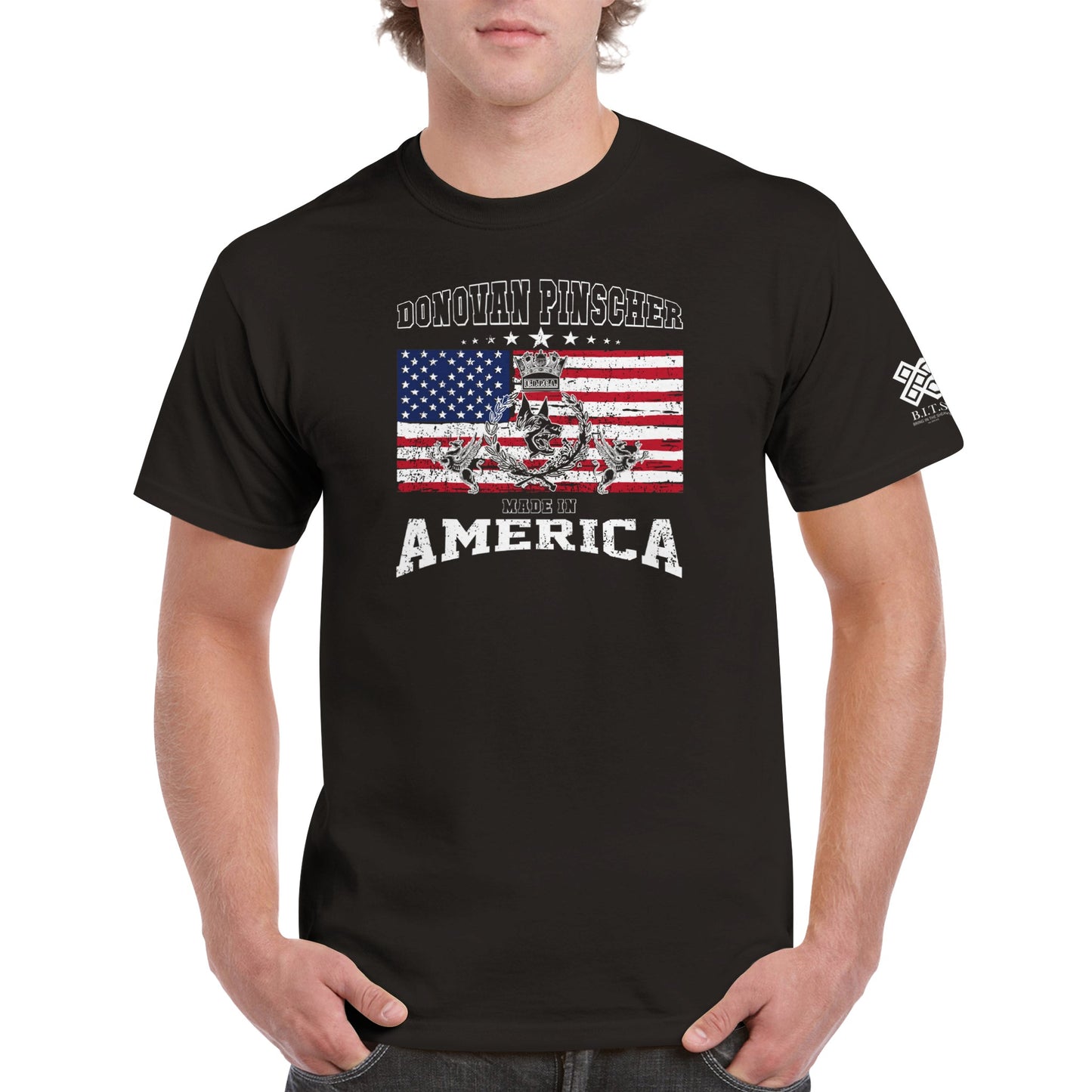 Donovan Pinscher American Made Classic Crest, Heavyweight Unisex Crewneck T-shirt