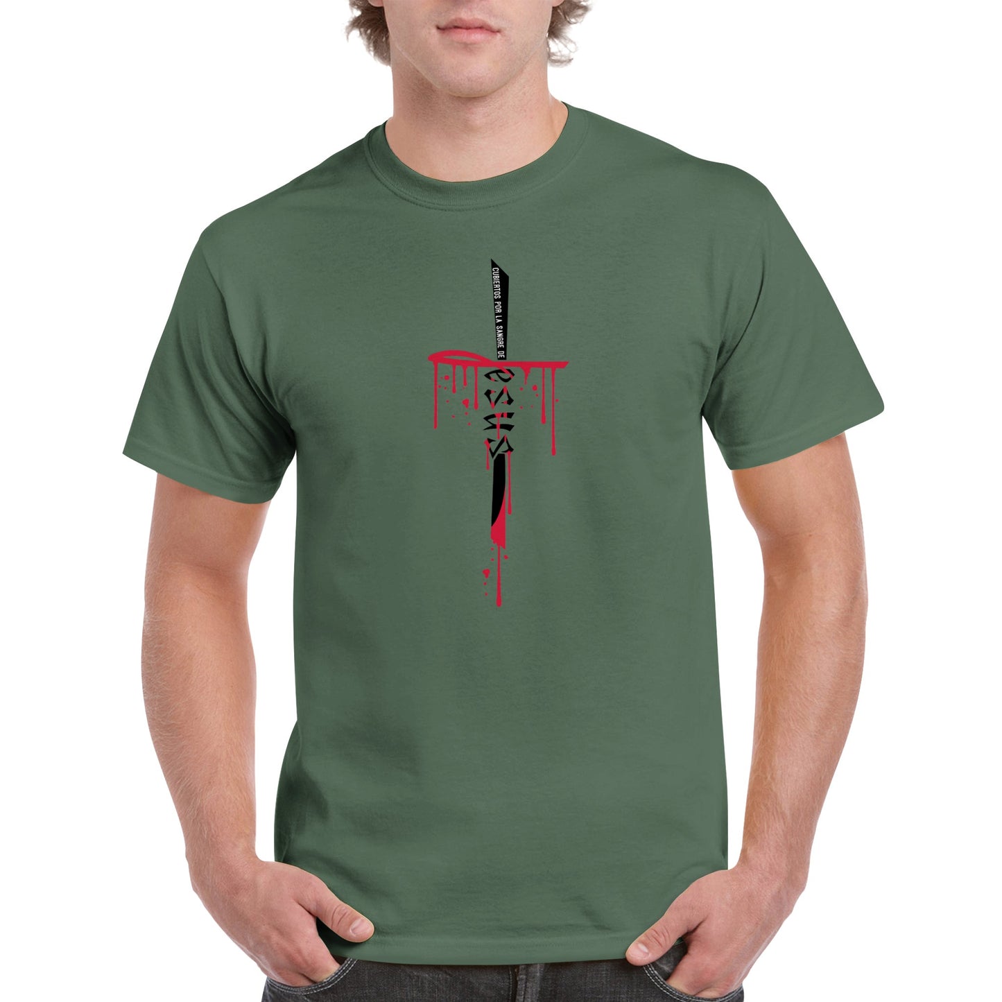 Cubierto Por La Sangre De Cristo, Camiseta Manga Corta Clasica - Unisexo