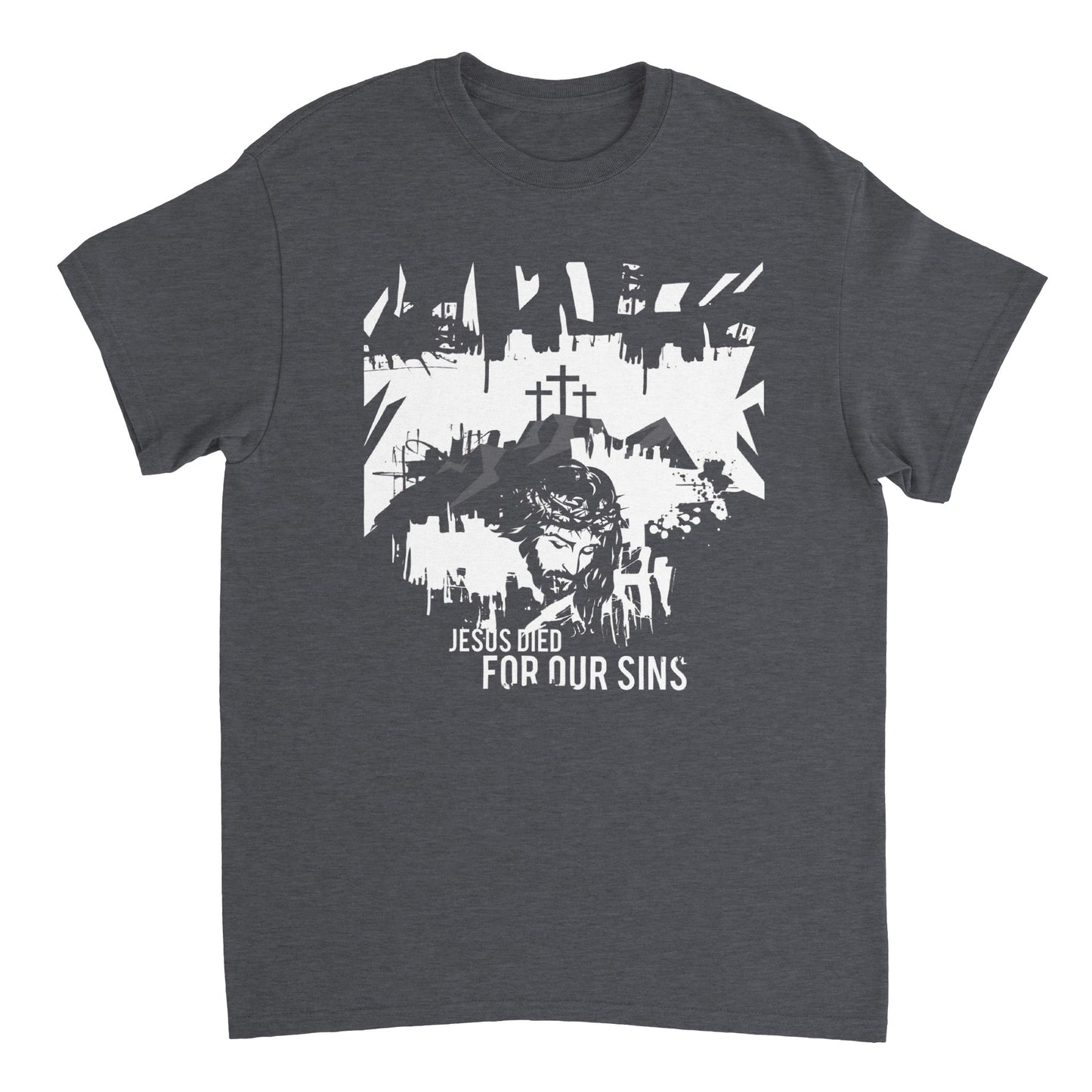 Jesus Died for Our Sins,, Heavyweight Unisex Crewneck T-shirt