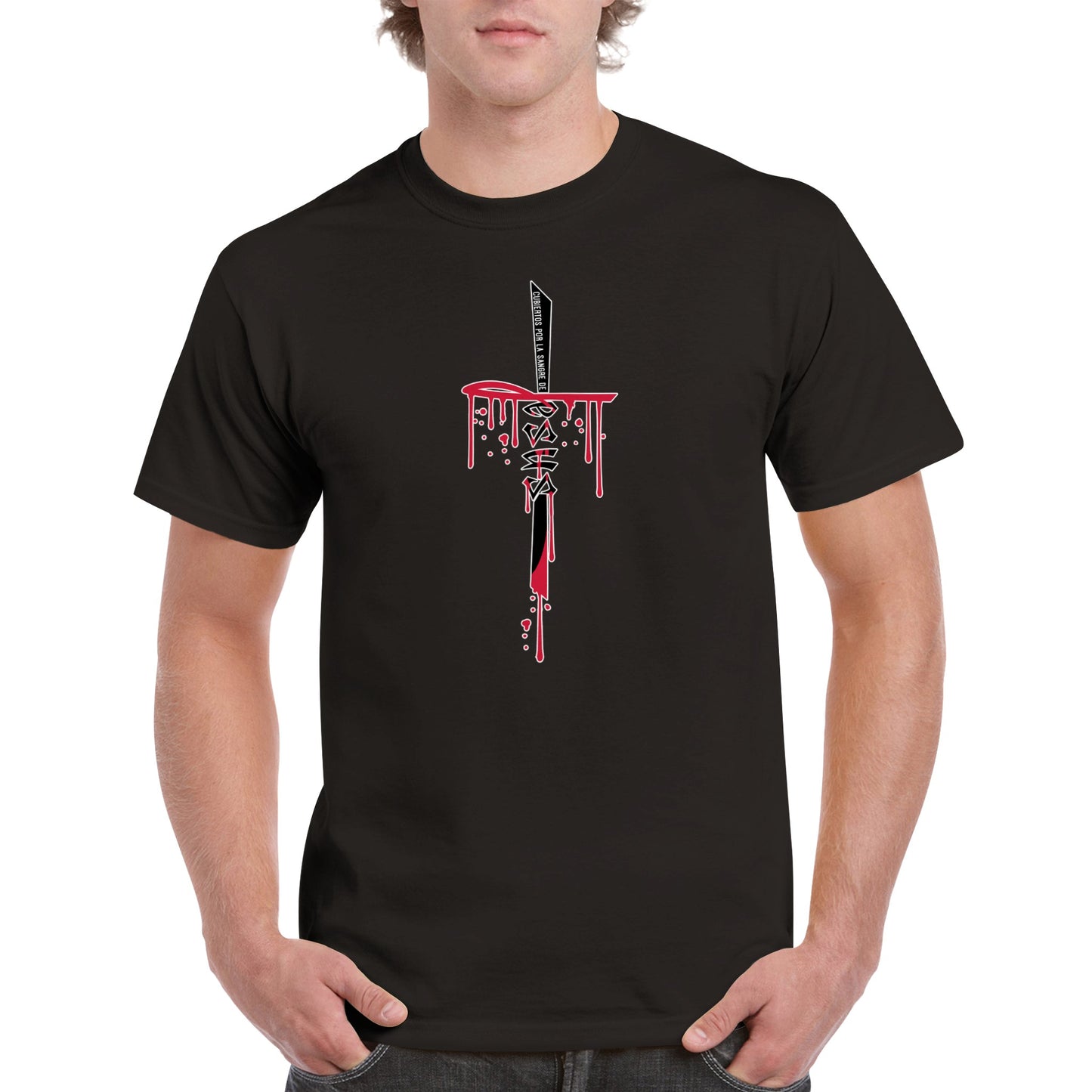 Cubierto Por La Sangre De Cristo, Camiseta Manga Corta Clasica - Unisexo