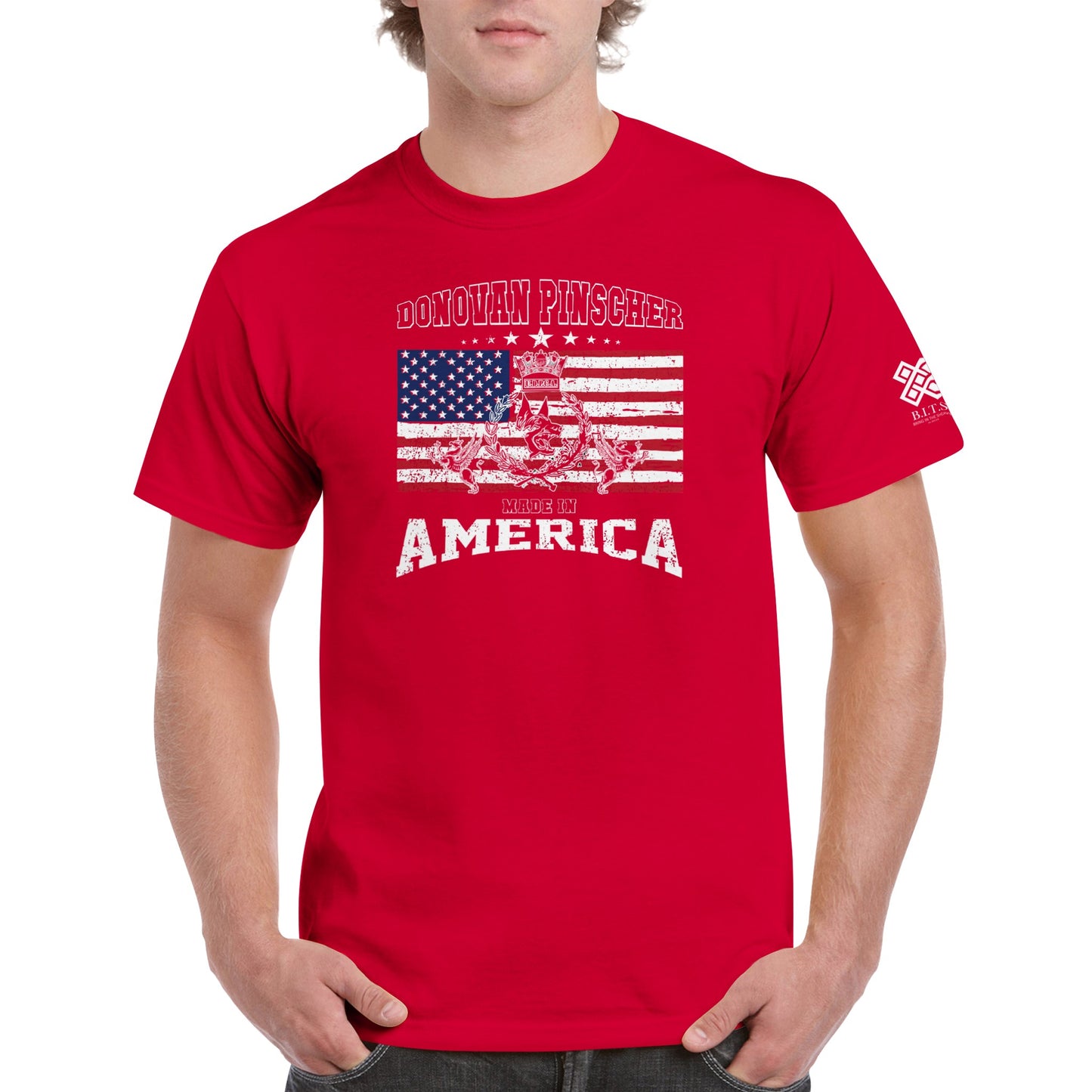 Donovan Pinscher American Made Classic Crest, Heavyweight Unisex Crewneck T-shirt