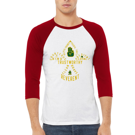 Troop 125 Scout Code v1a - Unisex 3/4 sleeve Raglan T-shirt