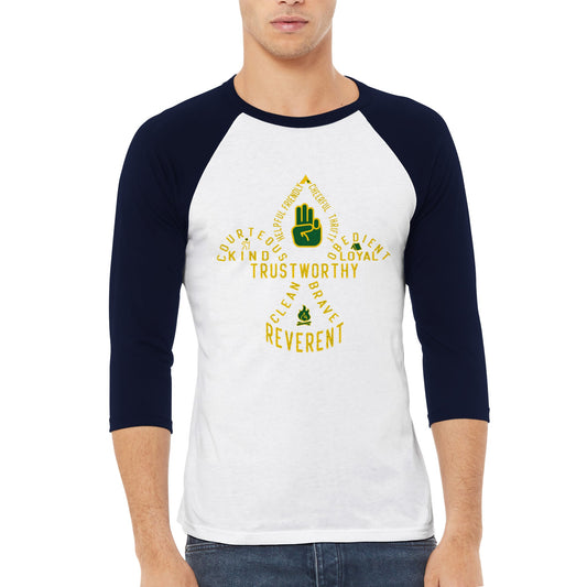 Troop 125 Scout Code v1a - Unisex 3/4 sleeve Raglan T-shirt