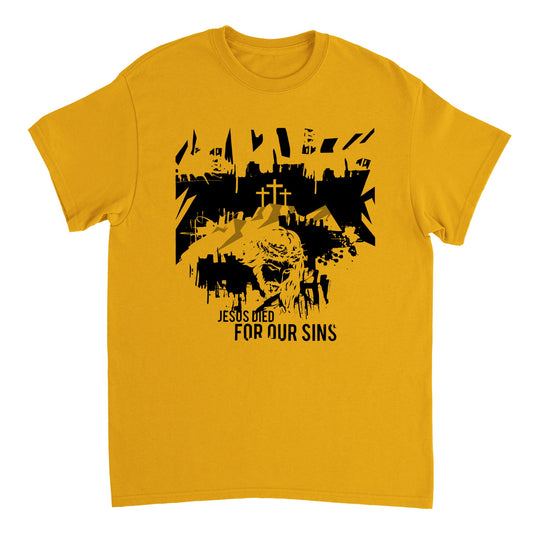 Jesus Died for Our Sins,, Heavyweight Unisex Crewneck T-shirt